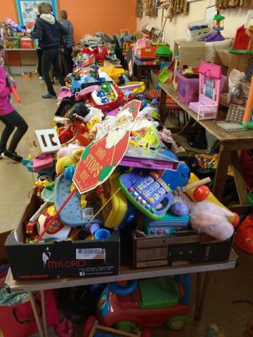 One side of this Jumble Sale room is dedicated to toys of all sorts