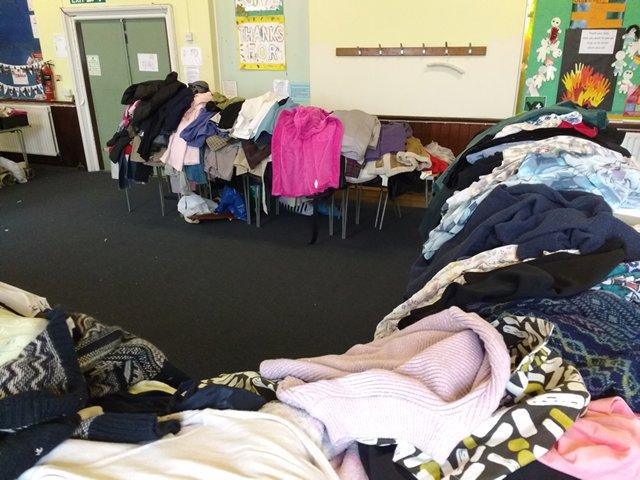 As well as other clothes, we have a table or two full of coats